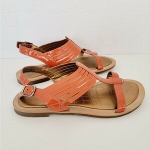 Indigo by Clarks Orange Patent Leather  Sandals with Ankle Strap and Open Toe